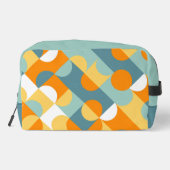 Aquamarines blaugrünes Orange Midjahrhundert-Schal Waschbeutel (Rückseite)