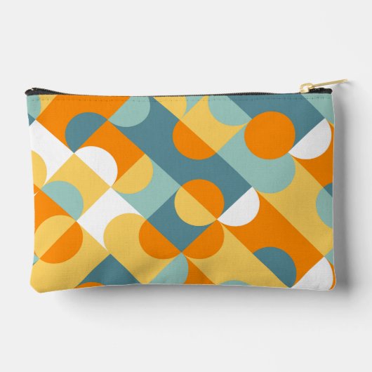 Aquamarines blaugrünes Orange Midjahrhundert-Schal Zubehörtasche (Rückseite)