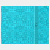 Aquamarines blaugrünes Quadrat-Muster mit Ihren In Fleecedecke (Vorderseite (Horizontal))