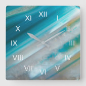 Aquamarines blauverbanntes Tor mit römischen Zahle Quadratische Wanduhr (Vorderseite)