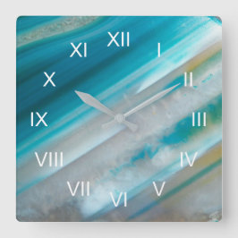 Aquamarines blauverbanntes Tor mit römischen Zahle Quadratische Wanduhr