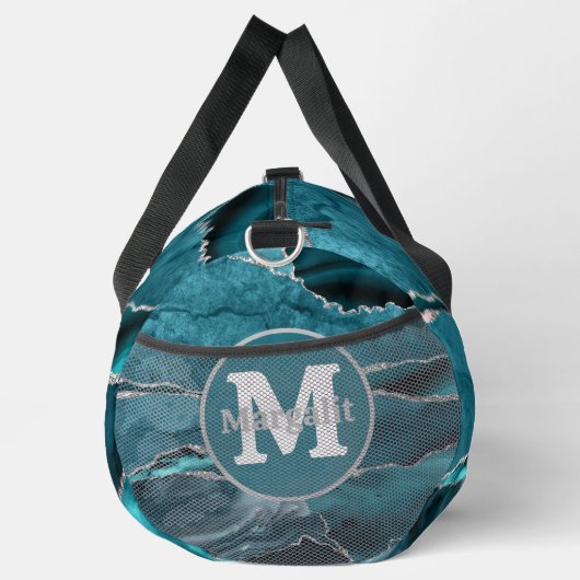 Aquamarines Blue Agate Gemstone Monogram Large Duf Duffle Bag (Rechts)