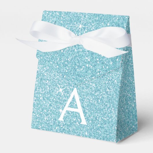 Aquamarines Blue Aqua Glitzer & Sparkle Monogram Geschenkschachtel (Vorderseite)