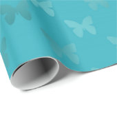 Aquamarines Blue Aqua Schmetterling Metallische Im Geschenkpapier (Rolleneckpunkt)