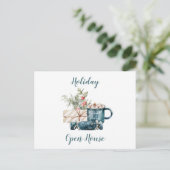 Aquamarines Blue Christmas Holiday Open House Postkarte (Stehend Vorderseite)