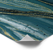 Aquamarines Blue Gold Abstrakt Watercolor Hochzeit Poster (Ecke)