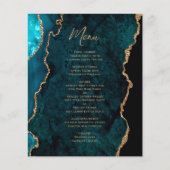 Aquamarines Blue Gold Agate Hochzeitmenü (Vorderseite)