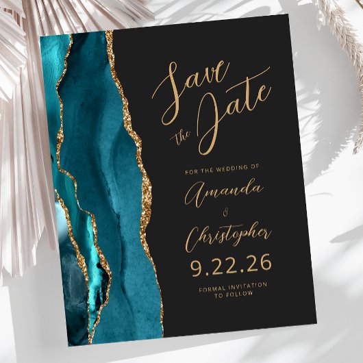 Aquamarines Blue Gold-Agate-Skript Save the Date