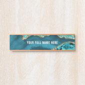 Aquamarines Blue-Gold-Marmor-Individuelle Name-Tür Türschild (Vorderseite )