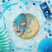 Aquamarines Blue Gold Masquerade Party Pappteller (Party)