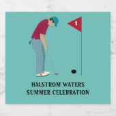 Aquamarines Blue Golfspiel Schaumweinetikett (Einzelnes Label)