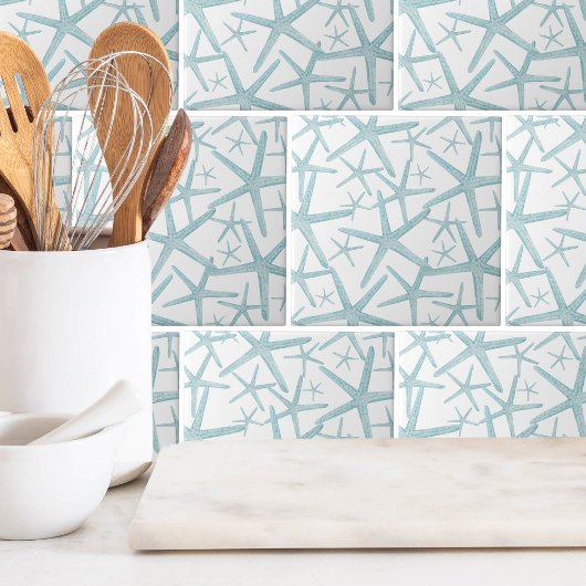 Aquamarines Blue Nautical Beach Muster Fliese