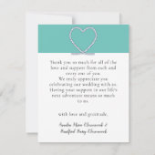 Aquamarines Blue Nautical Heart Anchor Wedding Fot Dankeskarte (Rückseite)