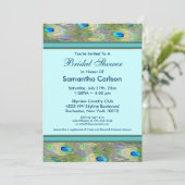 Aquamarines Blue Peacock-Brautparty Einladung (Stehend Vorderseite)