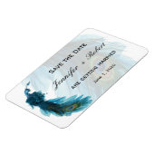 Aquamarines Blue Peacock Plume Wedding Magnet (Linke Seite)