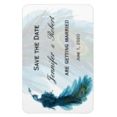 Aquamarines Blue Peacock Plume Wedding Magnet (Vertikal)
