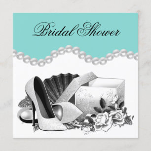 Aquamarines Blue Pearl Brautparty Einladung