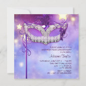 Aquamarines Blue Pink Lila Masquerade Party Einladung (Rückseite)