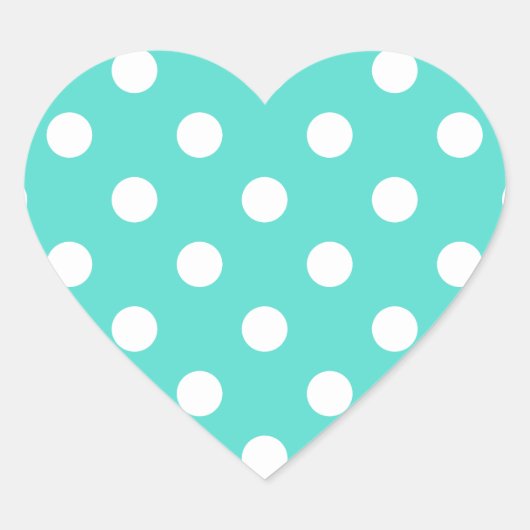 Aquamarines Blue Polka Dot Muster Herz-Aufkleber (Vorderseite)
