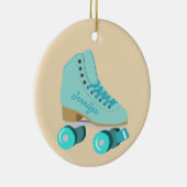 Aquamarines Blue Retro Quad Roller Skate Foto Keramik Ornament (Rechts)