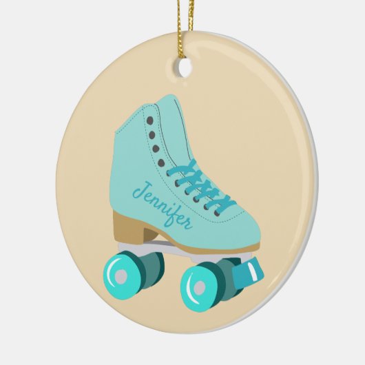 Aquamarines Blue Retro Quad Roller Skate Foto Keramik Ornament (Links)