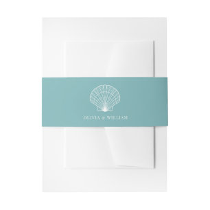 Aquamarines Blue Seashell Beach Minimal Wedding Einladungsbanderole