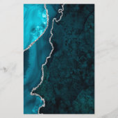 Aquamarines Blue Silver Agate Gray Wedding Menu (Rückseite)