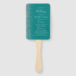 Aquamarines Blue Silver Glitzer Edge Hochzeitsprog Fächer