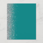 Aquamarines Blue Silver Glitzer Edge Wedding Menu (Rückseite)
