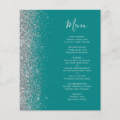 Aquamarines Blue Silver Glitzer Edge Wedding Menu (Vorderseite)