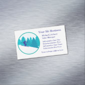 Aquamarines Blue Snow Ski Logo Magnetische Visitenkarte (Beispiel)