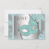 Aquamarines Blue Snowflake Masquerade Party UAWG RSVP Karte (Vorderseite)