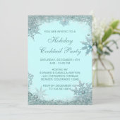 Aquamarines Blue Snowflake Weihnachts-Party Einladung (Stehend Vorderseite)