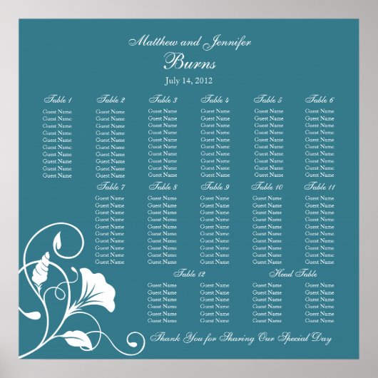 Aquamarines Blue Square Hochzeitssymbol Poster (Vorne)
