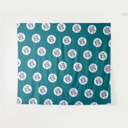 Aquamarines Blue Step-und Repeat Background-Logo Wandteppich (Vorderseite (Horizontal))