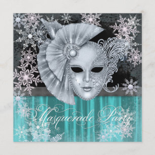 Aquamarines Blue Winter Wonderland Masquerade Part Einladung