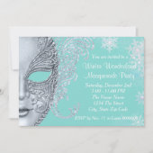 Aquamarines Blue Winter Wonderland Masquerade Part Einladung (Vorderseite)