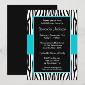 Aquamarines Blue Zebra-Brautparty Einladung (Vorne/Hinten)