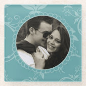 Aquamarines Blumen Glasuntersetzer (Vorderseite)