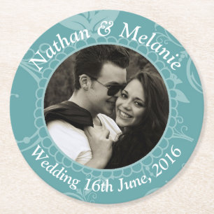 Aquamarines Blumen Runder Pappuntersetzer