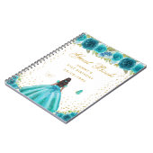 Aquamarines Blumendark Skin Princess Gästebuch Notizblock (Linke Seite)