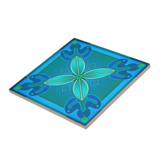 Aquamarines Blumendesign Badezimmer Tile Fliese (Seite)