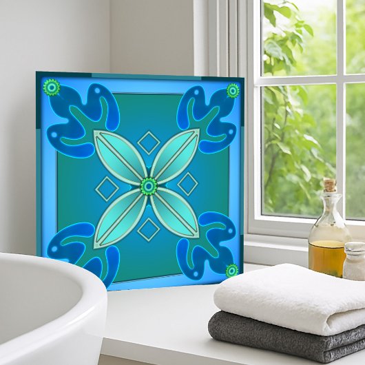 Aquamarines Blumendesign Badezimmer Tile Fliese