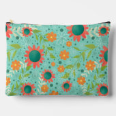 Aquamarines Blumenmuster Einzigartiges Kosmetikbeu Zubehörtasche (Vorderseite)