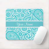 Aquamarines Blumenpaisley-Monogramm-Muster Mousepad (Mit Mouse)