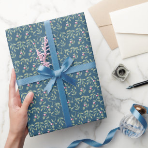 Aquamarines Blumenpapier um Mitternacht Geschenkpapier