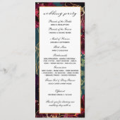 Aquamarines Bordeaux Jewel Tones Wedding Program Menükarte (Rückseite)