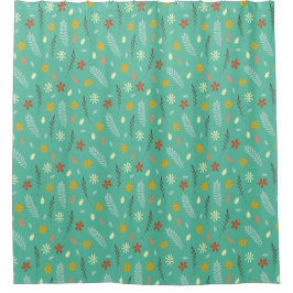 Aquamarines botanisches Muster Duschvorhang