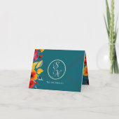 Aquamarines Bouquet geflochtenes Hochzeitsstich Fo Dankeskarte (Rückseite)