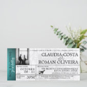 Aquamarines Brasilien Hochzeit Boarding Pass Einla (Stehend Vorderseite)